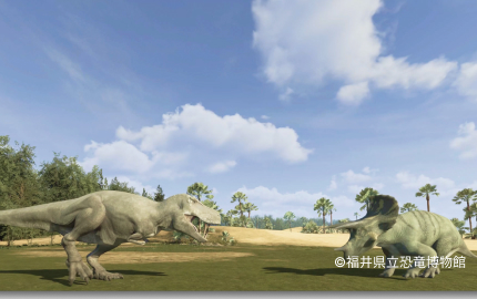 福井県立恐竜博物館の大型3面シアター